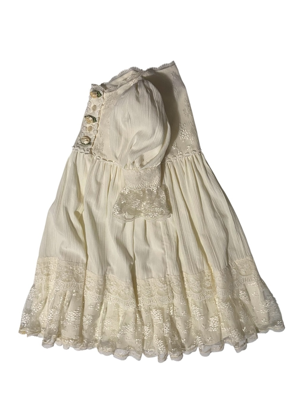 Vintage Dorissa International Nicole Girls Ivory Puff Sleeve Formal Dress Sz 4 - Picture 5 of 10